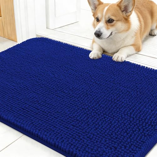 OLANLY Dog Door Mat for Muddy Paws 30x17, Super Absorbent Chenille Mud Mat