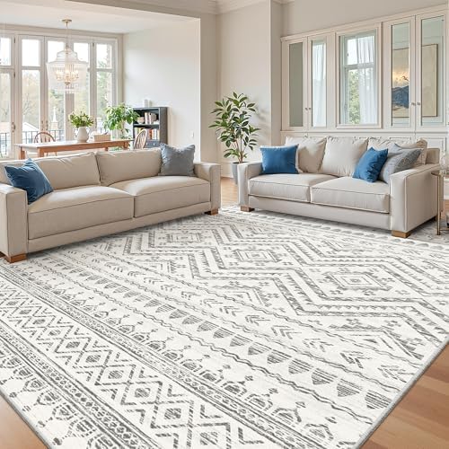 Miukiki 8x10 Area Rug for Living Room, Washable Soft Non Slip Rug Grey