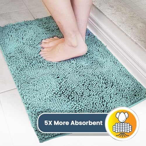 Muddy Mat® | Super Water Absorbent Door Mat Indoor, Microfiber Quick Dry Chenille Entryway Rug, Slip Resistant Front Door Mat, Indoor Mats for Entryway, Machine Washable Pet Rug, Sea Green 6ft x 9ft