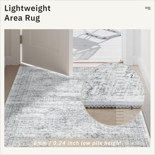 Soalmost Washable Hallway Runner Rug 4x8 Kitchen Entry Rugs Non-Slip, Grey