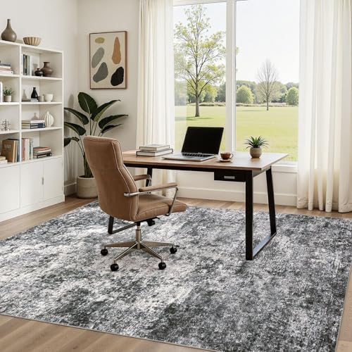 DMOYEST Area Rug Living Room Rugs 5x8 Washable Abstract Grey Carpet