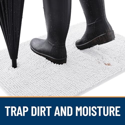 OLANLY Dog Door Mat for Muddy Paws 54x32, Super Absorbent Chenille Mud Mat