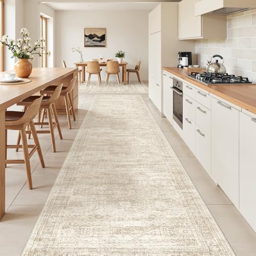 2'6 x 14' Runner Rug Non Slip,Washable Kitchen Rugs,Beige