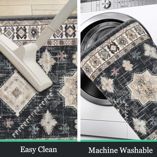HEBE Boho Kitchen Rugs Set of 3, Non Slip Washable Kitchen Mats for Floor