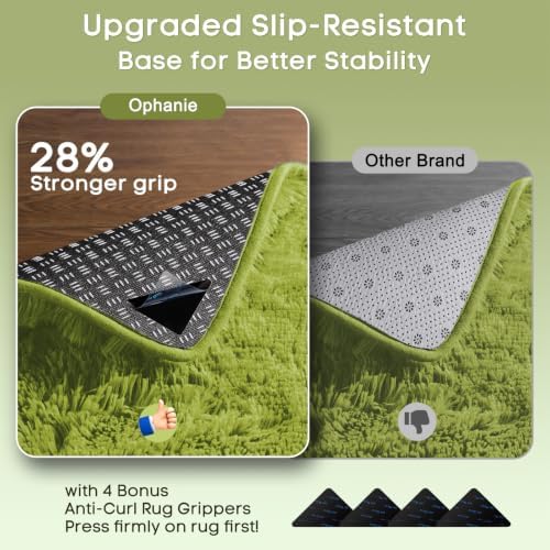 Ophanie Small Rug Washable Non Slip Throw Bedside Area Rugs, Fluffy Soft Green Mini Bedroom Carpet, Affordable Door Entryway Indoor Inside Front Entrance Dog 2x3 Mat, Home Decor Aesthetic, Nursery