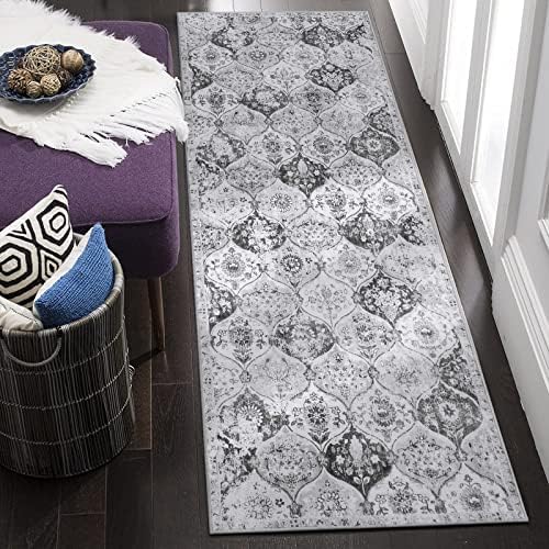 Lahome Moroccan Washable Runner Rug, 2x6 Grey Kitchen Runners for Hallways