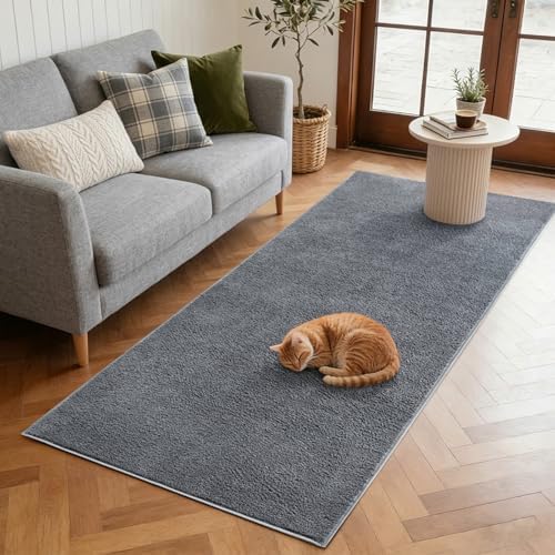 2x6 Pure Dark Grey Runner Rug Non-Slip Washable for Hallway Kitchen Bedroom