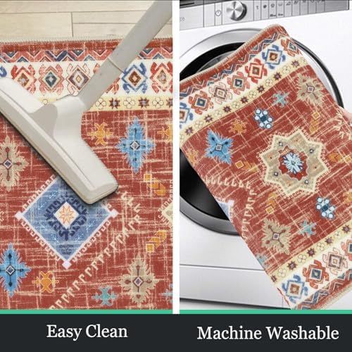 HEBE Boho Kitchen Rugs Set of 3, Non Slip Washable Kitchen Mats for Floor