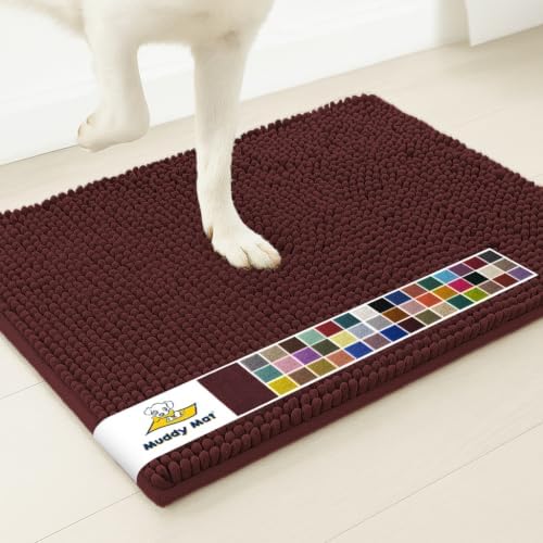 Muddy Mat® | Super Water Absorbent Door Mat Indoor, Microfiber Quick Dry Chenille Entryway Rug, Slip Resistant Front Door Mat, Indoor Mats for Entryway, Machine Washable Pet Rug, Rust 24" x 96"