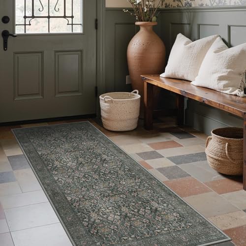 Bavni 2'6" x 6' Kitchen Runner Rug, Washable Non Slip, Charcoal Taupe