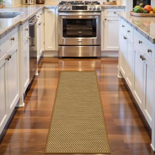 LEKEEPGO Door Mat 24"x59", Non Slip Washable Hallway Doormats, Light Brown