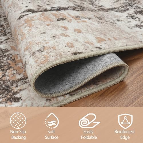 Runner Rugs for Hallways Kitchen 2.6x8 Non Slip Washable Brown Beige