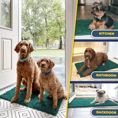 Muddy Mat® | Super Absorbent Door Mat Indoor, Microfiber Quick Dry Chenille Entryway Rug, Non-Slip Front Door Mat, Indoor Mats for Entryway, Machine Washable Pet Rug, Deep Teal 32" x 44"