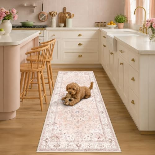 CAPALOCA Runner 2x8 Washable Nursery Girls Low Pile Area Rug Pink