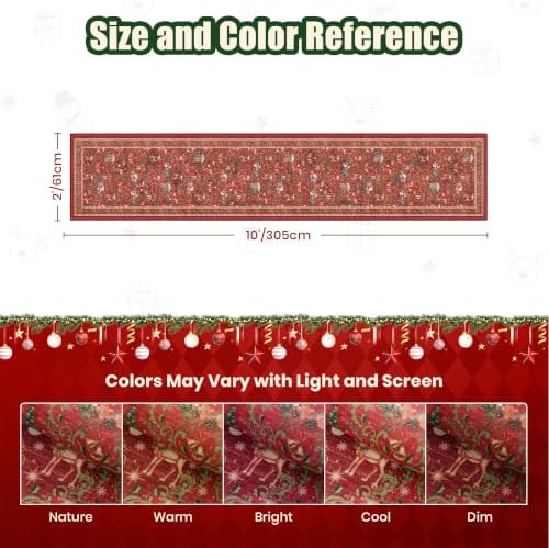 2x10 Christmas Runner Rug for Hallway,Washable Kitchen Rugs,Red