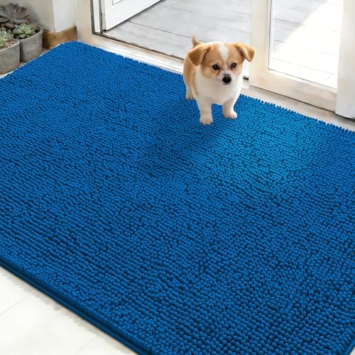 OLANLY Dog Door Mat for Muddy Paws 50x30, Super Absorbent Chenille Mud Mat