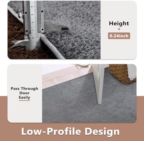 7x10 Large Pure Dark Grey Area Rug Non-Slip Washable for Living Room