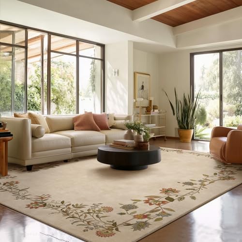Washable Area Rugs for Living Room: 8x10 Bedroom Rug Non Slip Large Carpet
