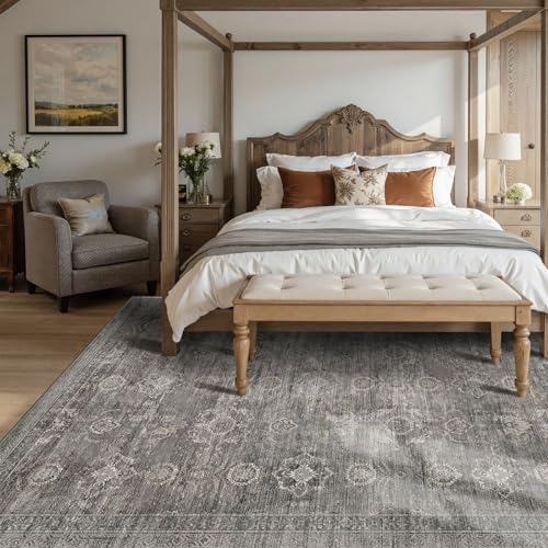 Rugxara 6x9 Area Rugs Washable Rug for Living Room Bedroom, Taupe/Grey