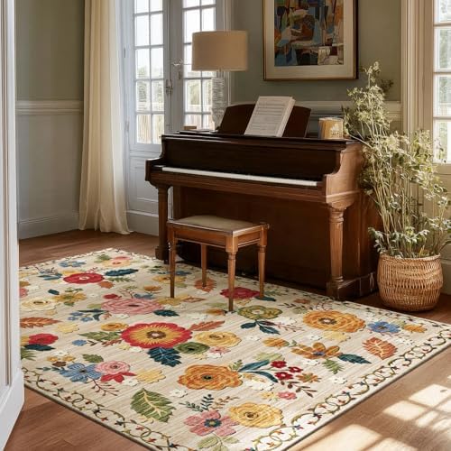 4x6 Washable Area Rugs for Bedroom: Small Living Room Rug Soft Throw Carpet