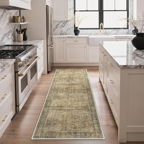 Bavni 6x9 Area Rugs for Living Room, Washable Low Pile, Brown Olive