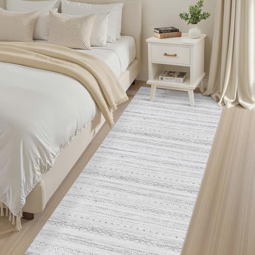 cotiled Hallway 2.6x8 Runner Rugs Washable Boho Rug Grey
