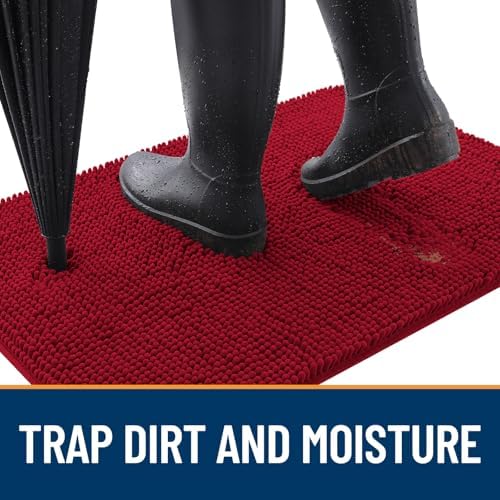 OLANLY Dog Door Mat for Muddy Paws 48x30, Super Absorbent Chenille Mud Mat
