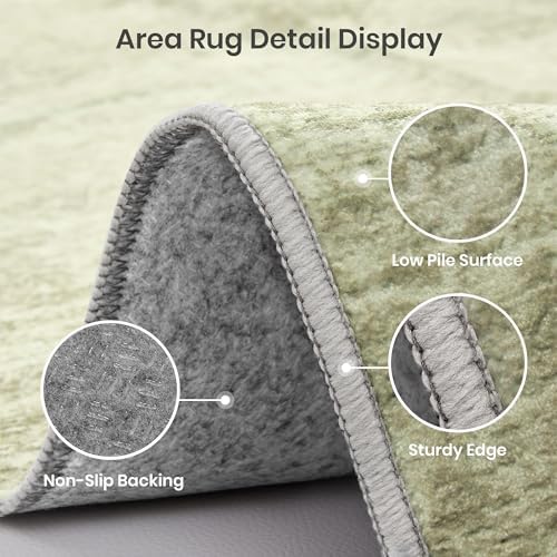 Valenrug 9x12 Area Rug Non Slip, Large Washable Rugs for Living Room Green