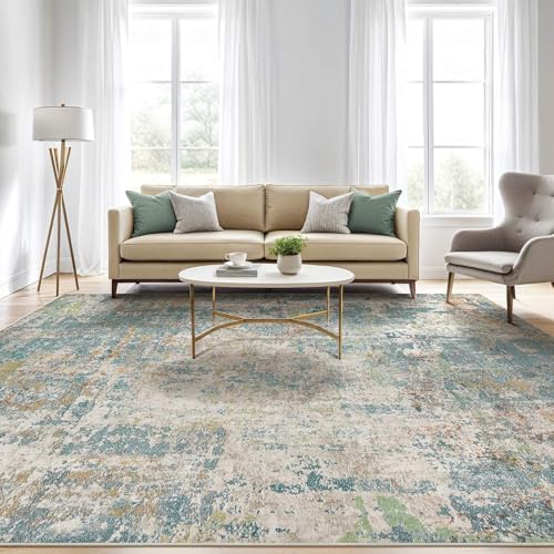 LOONGRUG 7x9 Area Rug Washable Large Neutral Modern Living Room Rugs