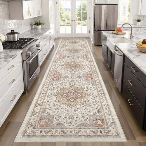 cotiled 3x10 Hallway Runner Rug for Entryway, Non-Slip Vintage, Golden Taupe