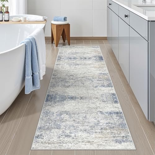 2x6 Runner Rug Non Slip,Washable Hallway Runner Rug,Blue