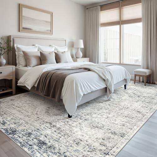 Soalmost 10x12 Area Rugs for Living Room Washable Rug Non-Slip Blue/Ivory