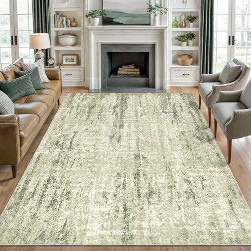 Valenrug 3x5 Rug Non Slip, Abstract Washable Entryway Rug for Bedroom Green