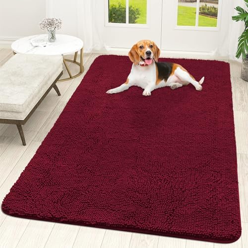 OLANLY Dog Door Mat for Muddy Paws 70x46, Super Absorbent Chenille Mud Mat