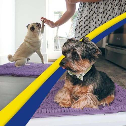 Muddy Mat® | Super Water Absorbent Door Mat Indoor, Microfiber Quick Dry Chenille Entryway Rug, Slip Resistant Front Door Mat, Indoor Mats for Entryway, Machine Washable Pet Rug, Lavender 22" x 36"
