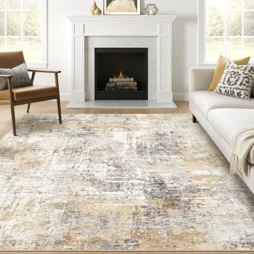LOONGRUG Square Rug 7x7 Washable Large Neutral Modern Abstract Area Rugs