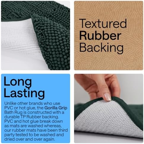 GORILLA GRIP Bath Rug Mat for Bathroom, Thick Chenille, 30x20 Hunter Green