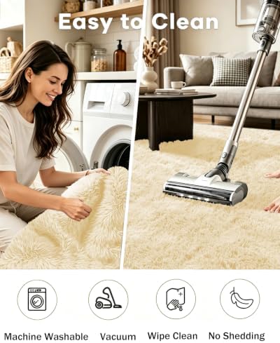 Smiry Area Rugs for Living Room Bedroom 3x5 ft, Fluffy Washable Carpet