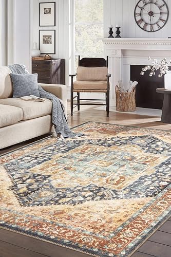 Keen Home Design Vintage Washable Area Rug, Non-Slip Low Pile, 9x12