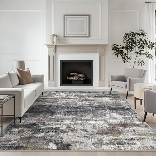BEIMO Area Rugs 10x14 for Living Room, Dark Grey Washable Abstract Rug