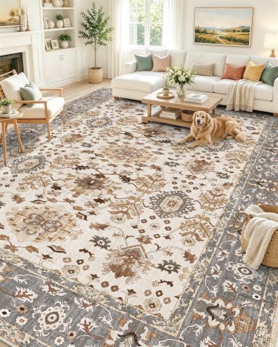OLANLY 9x12 Washable Area Rug, Soft Non Slip Carpet for Bedroom Living Room