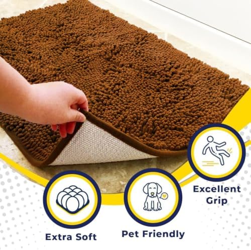 Muddy Mat® | Super Water Absorbent Door Mat Indoor, Microfiber Quick Dry Chenille Entryway Rug, Slip Resistant Front Door Mat, Indoor Mats for Entryway, Machine Washable Pet Rug, Amber 20" x 30"