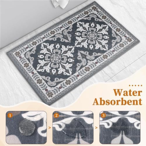 3 Piece Kitchen Rugs Set, Non Slip Washable Floor Mats with Water Absorbent