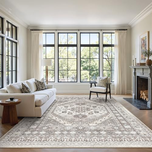 zesthome 6x9 Area Rugs for Living Room,Large Washable Rug,Brown
