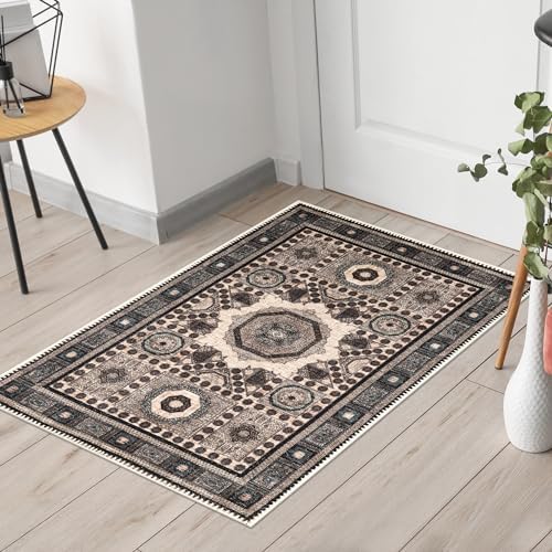 Keen Home Design Vintage Washable Entryway Rug, Non-Slip Low Pile, 2x3