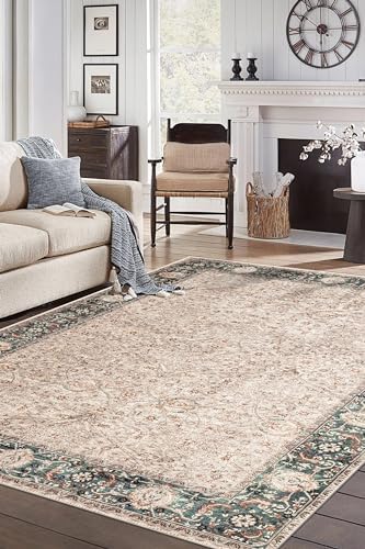 Keen Home Design Vintage Washable Area Rug, Non-Slip Low Pile, 9x12