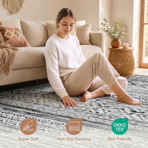cotiled Boho 5x8 Area Rugs for Living Room: Soft Moroccan Washable Rug