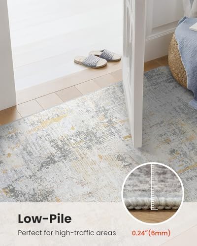 Amada Washable 10'x14' Abstract Area Rug for Living Room Beige