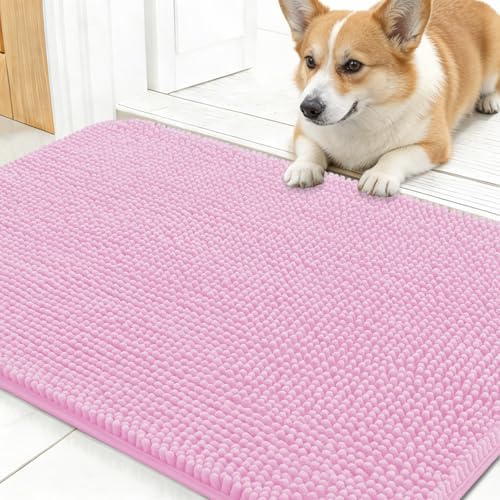 OLANLY Dog Door Mat for Muddy Paws 24x16, Super Absorbent Chenille Mud Mat