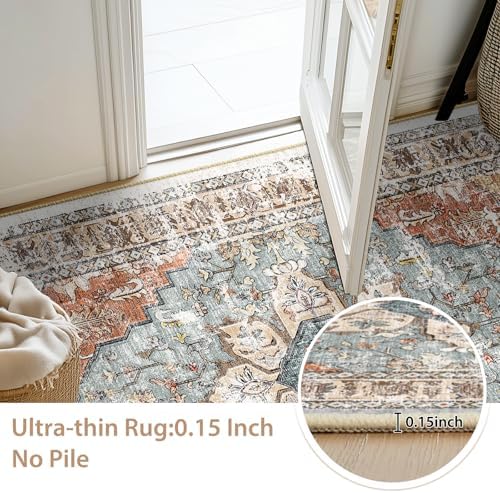 BESTSWEETIE Washable Boho 2x8 Runner Rug for Living Room, Green Brick